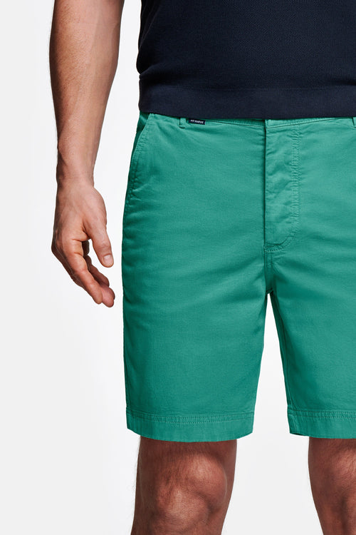 green stretch cotton men's shorts with a zip pocket | MR MARVIS