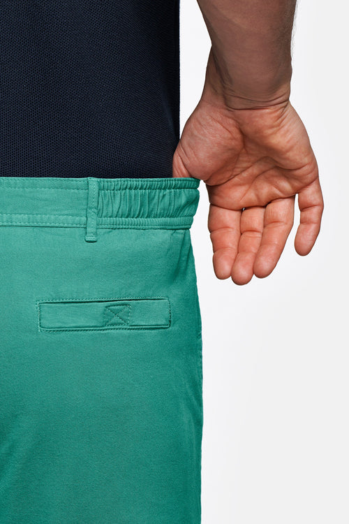 green stretch cotton men's shorts with a zip pocket | MR MARVIS