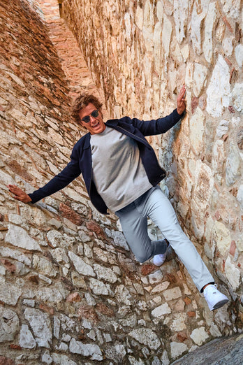 Antarctics * The Longs grey blue stretch cotton men's trousers | MR MARVIS