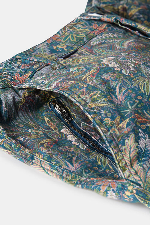 floral print stretch cotton men's shorts with a zip pocket | MR MARVIS