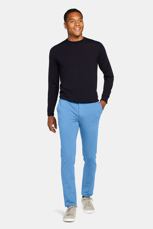 mid blue stretch knitted men's trousers | MR MARVIS