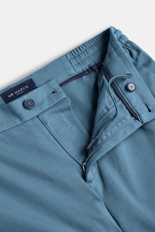 blue stretch knitted men's trousers | MR MARVIS
