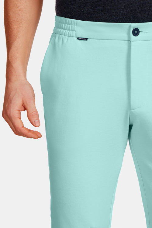 mint green stretch knitted men's trousers | MR MARVIS