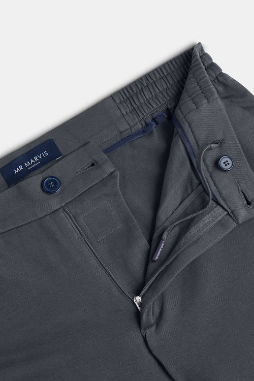 dark grey stretch knitted men's trousers | MR MARVIS