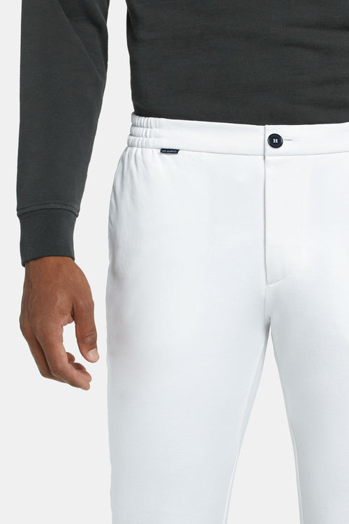 all white stretch knitted men's trousers | MR MARVIS