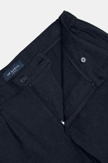 Deeps * The Flannels black blue warm flannel men's trousers | MR MARVIS