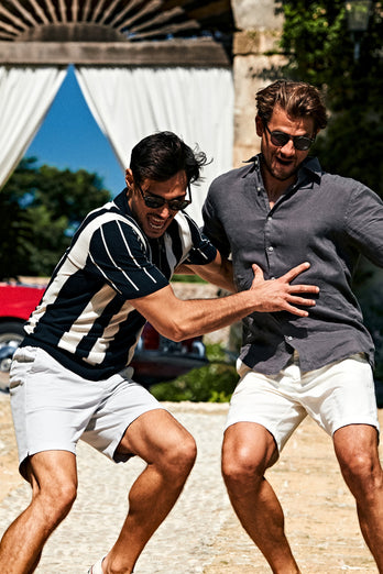 Gullwings * The Short Linens light grey men's linen shorts with a zip pocket | MR MARVIS