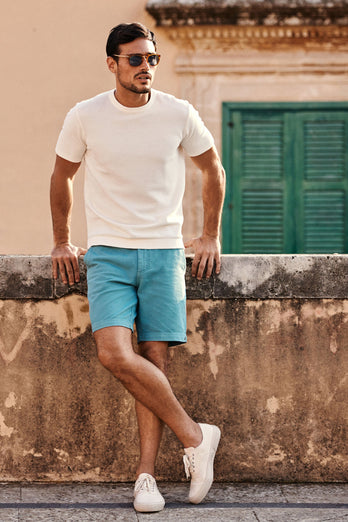 Astons * The Piqués blue green organic cotton men's shorts with a zip pocket | MR MARVIS
