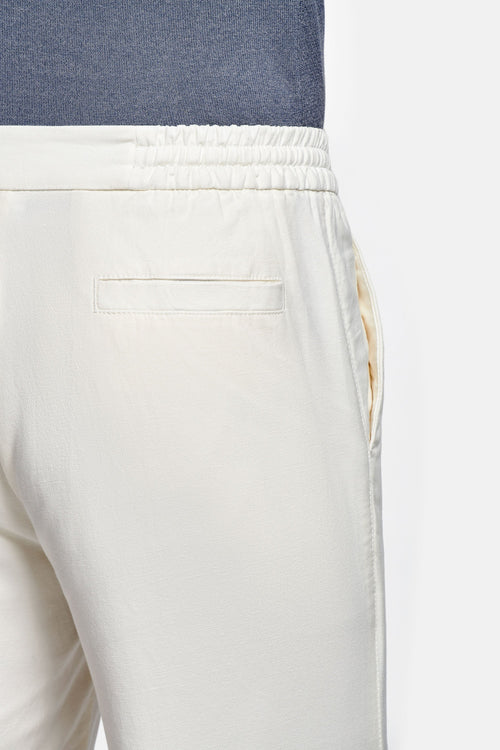 off white men's linen shorts with a zip pocket | MR MARVIS