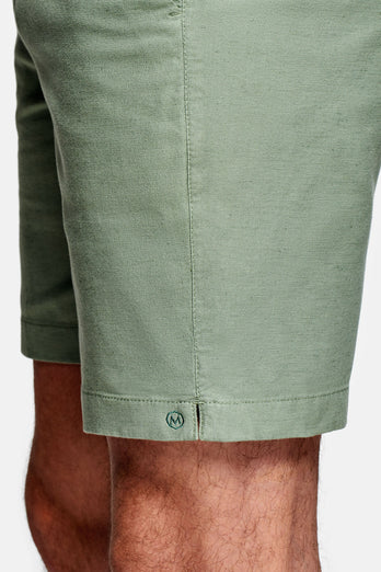Defenders * The Short Linens green men's linen shorts with a zip pocket | MR MARVIS