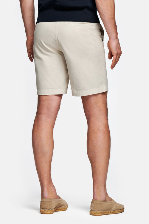 beige men's linen shorts with a zip pocket | MR MARVIS
