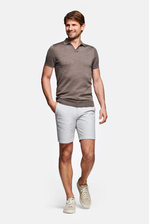 light grey men's linen shorts with a zip pocket | MR MARVIS