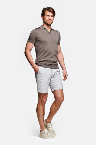 Gullwings * The Short Linens light grey men's linen shorts with a zip pocket | MR MARVIS