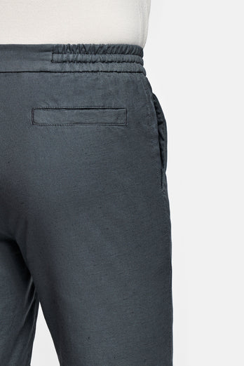 Storms * The Short Linens dark grey men's linen shorts with a zip pocket | MR MARVIS