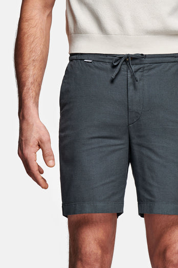 Storms * The Short Linens dark grey men's linen shorts with a zip pocket | MR MARVIS