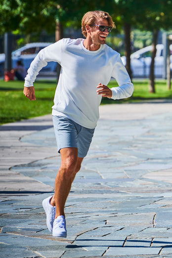 Antarctics * The Originals grey blue stretch cotton men's shorts with a zip pocket | MR MARVIS