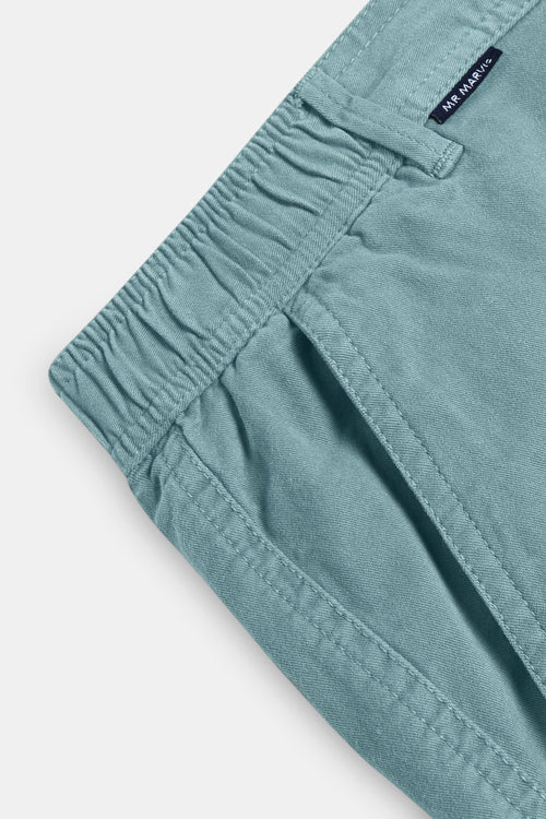 blue green stretch cotton men's shorts with a zip pocket | MR MARVIS