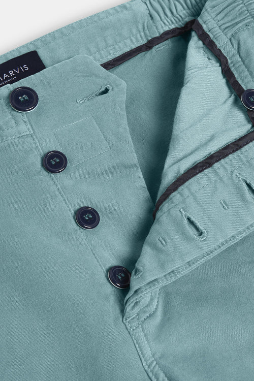 blue green stretch cotton men's shorts with a zip pocket | MR MARVIS