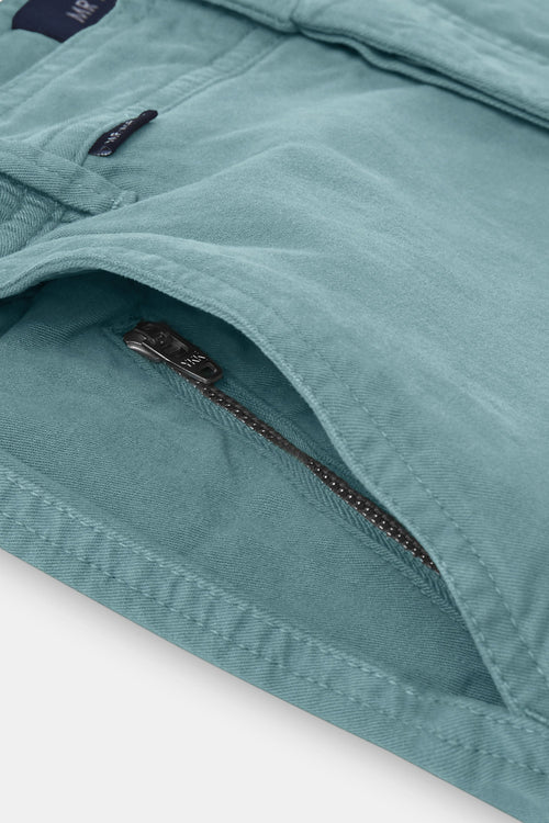 blue green stretch cotton men's shorts with a zip pocket | MR MARVIS