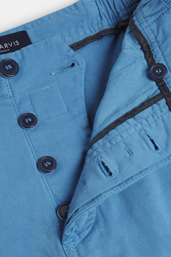 Boulevards * The Originals mid blue stretch cotton men's shorts with a zip pocket | MR MARVIS