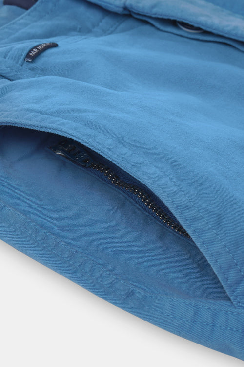 mid blue stretch cotton men's shorts with a zip pocket | MR MARVIS