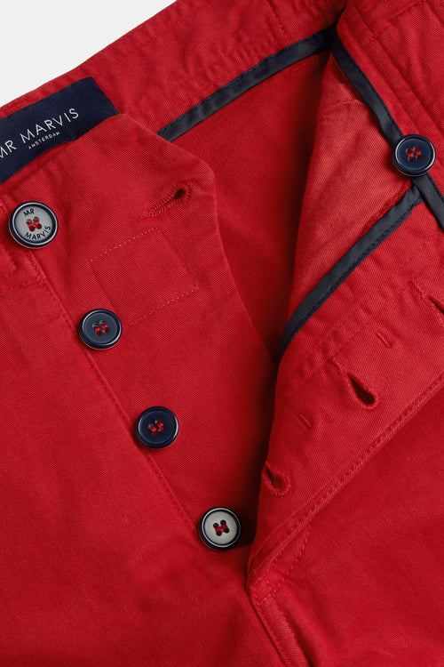 red stretch cotton men's shorts with a zip pocket | MR MARVIS