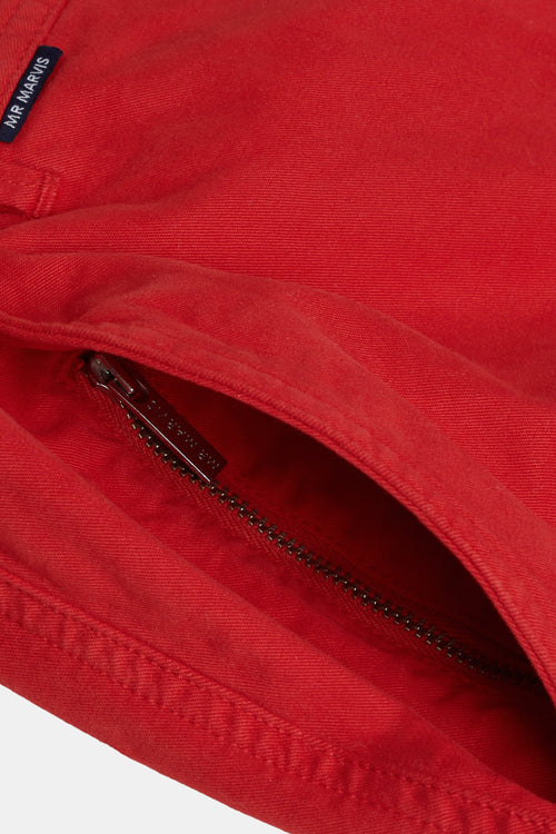 red stretch cotton men's shorts with a zip pocket | MR MARVIS