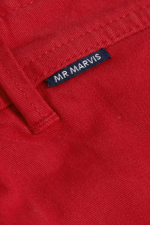 red stretch cotton men's shorts with a zip pocket | MR MARVIS