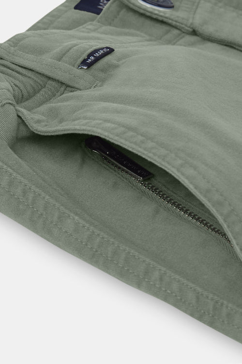 green stretch cotton men's shorts with a zip pocket | MR MARVIS