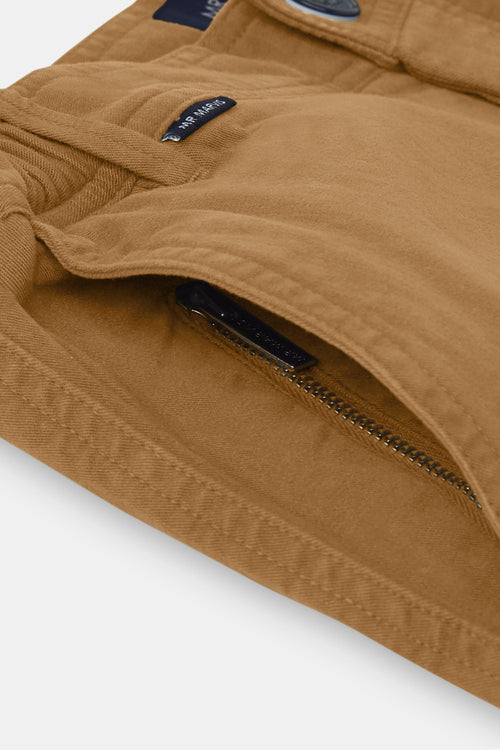 dark khaki stretch cotton men's shorts with a zip pocket | MR MARVIS