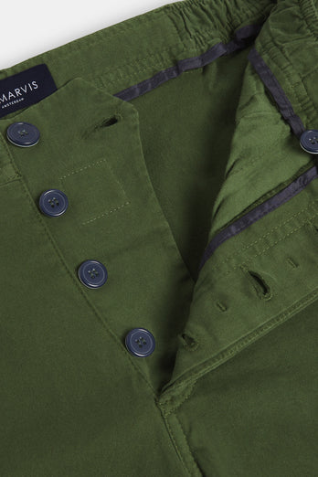 Estates * The Originals dark green stretch cotton men's shorts with a zip pocket | MR MARVIS