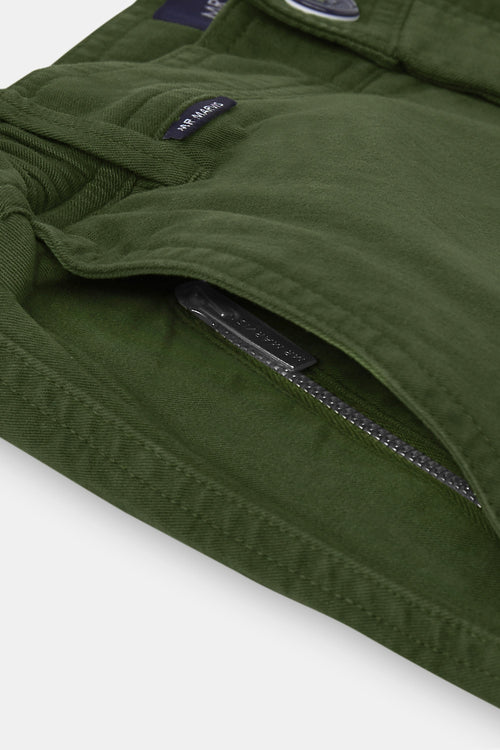 dark green stretch cotton men's shorts with a zip pocket | MR MARVIS