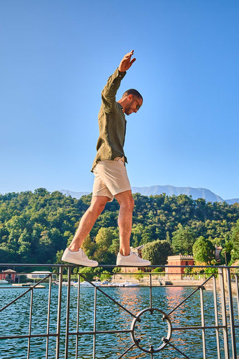 Gazettes * The Originals beige stretch cotton men's shorts with a zip pocket | MR MARVIS