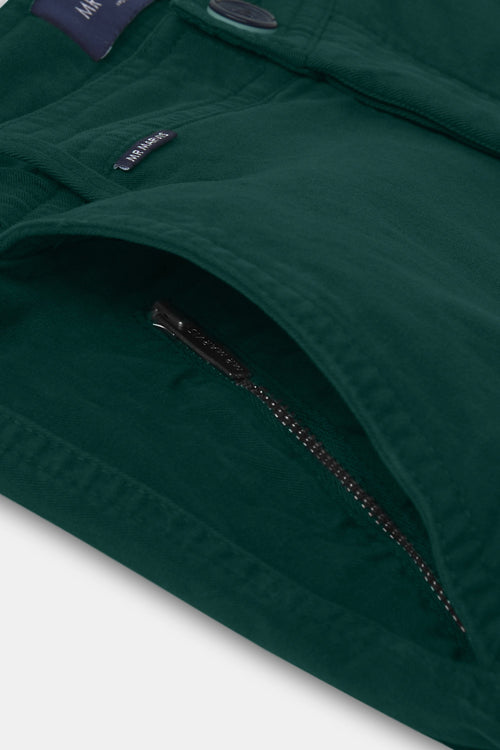 classic green stretch cotton men's shorts with a zip pocket | MR MARVIS