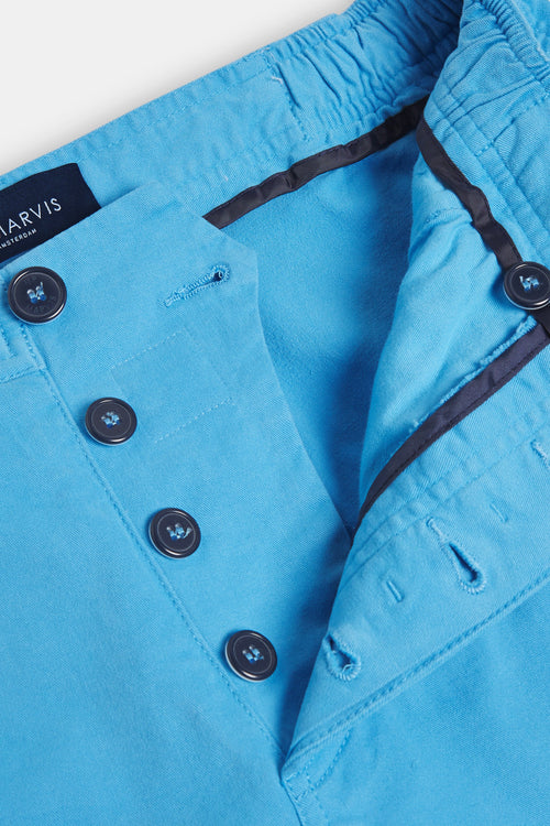 bright blue stretch cotton men's shorts with a zip pocket | MR MARVIS