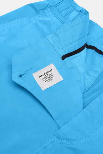 Lagoons * The Originals bright blue stretch cotton men's shorts with a zip pocket | MR MARVIS