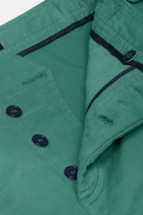 green stretch cotton men's shorts with a zip pocket | MR MARVIS