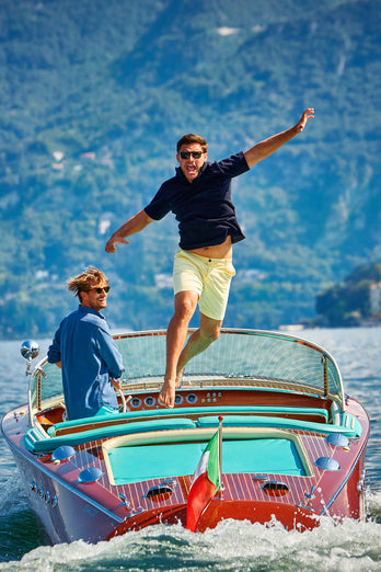 Limoncellos * The Originals light yellow stretch cotton men's shorts with a zip pocket | MR MARVIS