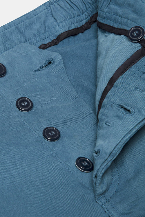 blue stretch cotton men's shorts with a zip pocket | MR MARVIS