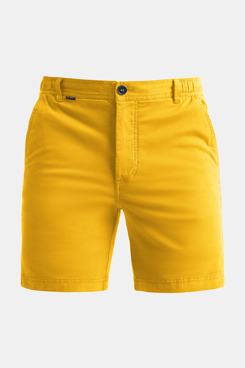 Meharis * The Originals yellow stretch cotton men's shorts with a zip pocket | MR MARVIS
