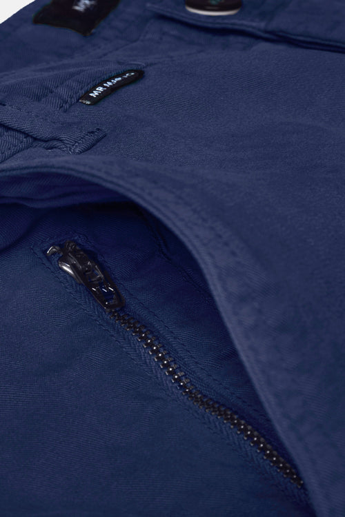 dark blue stretch cotton men's shorts with a zip pocket | MR MARVIS