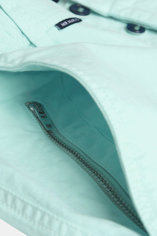 mint green stretch cotton men's shorts with a zip pocket | MR MARVIS