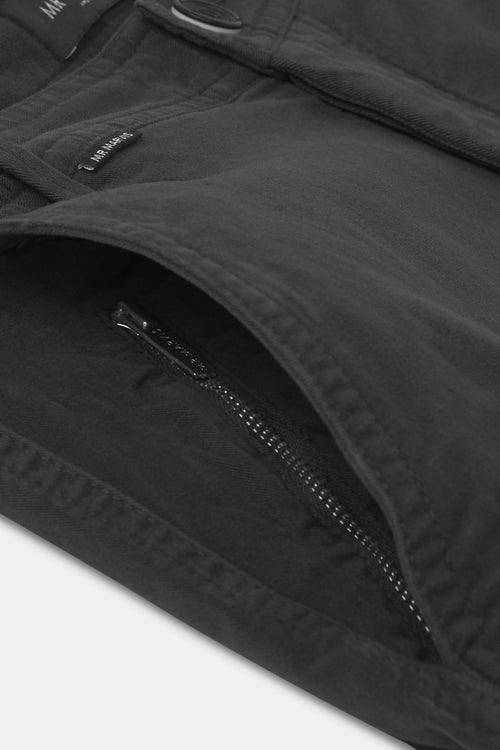 dark grey stretch cotton men's shorts with a zip pocket | MR MARVIS