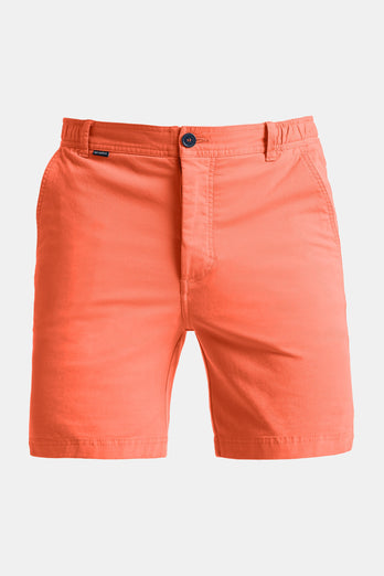 Sunsets * The Originals bright coral stretch cotton men's shorts with a zip pocket | MR MARVIS