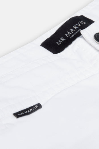 Wimbledons * The Originals all white stretch cotton men's shorts with a zip pocket | MR MARVIS
