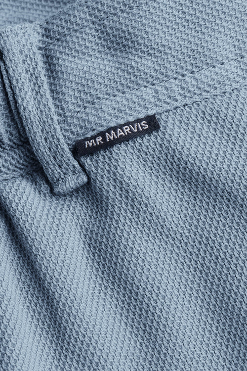 grey blue organic cotton men's shorts with a zip pocket | MR MARVIS