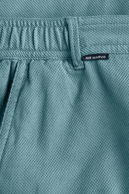 blue green organic cotton men's shorts with a zip pocket | MR MARVIS