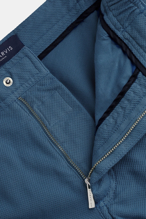 blue organic cotton men's shorts with a zip pocket | MR MARVIS