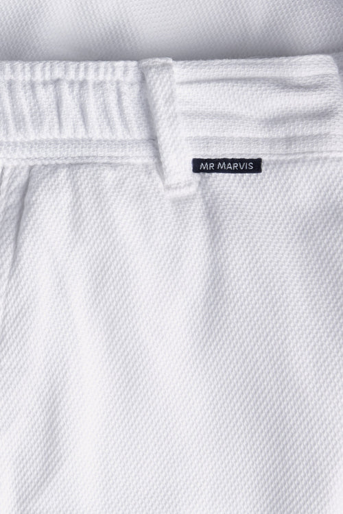 all white organic cotton men's shorts with a zip pocket | MR MARVIS