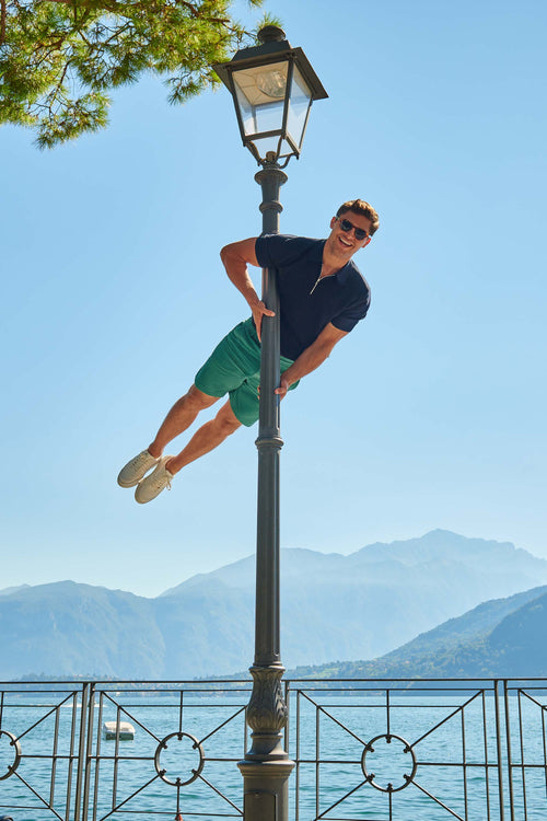 green organic cotton men's shorts with a zip pocket | MR MARVIS